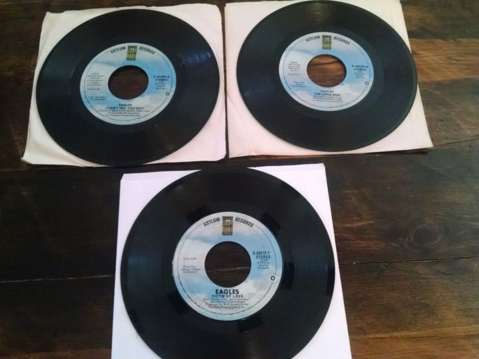 Eagles 45 rpm record lot of three 
