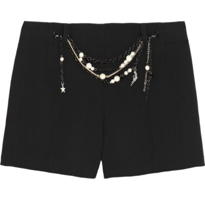 MOSCHINO CHEAP & CHIC Embellished Black Wool Crepe Shorts 8 U.S, 12 UK New