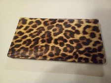 Leopard Print Checkbook Cover Register Pen Holder NEW