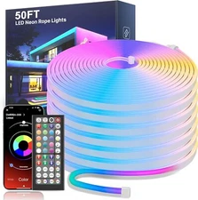Led Neon Rope Lights 50 Ft,Rgb Led Strip Lights with App/Remote Control.