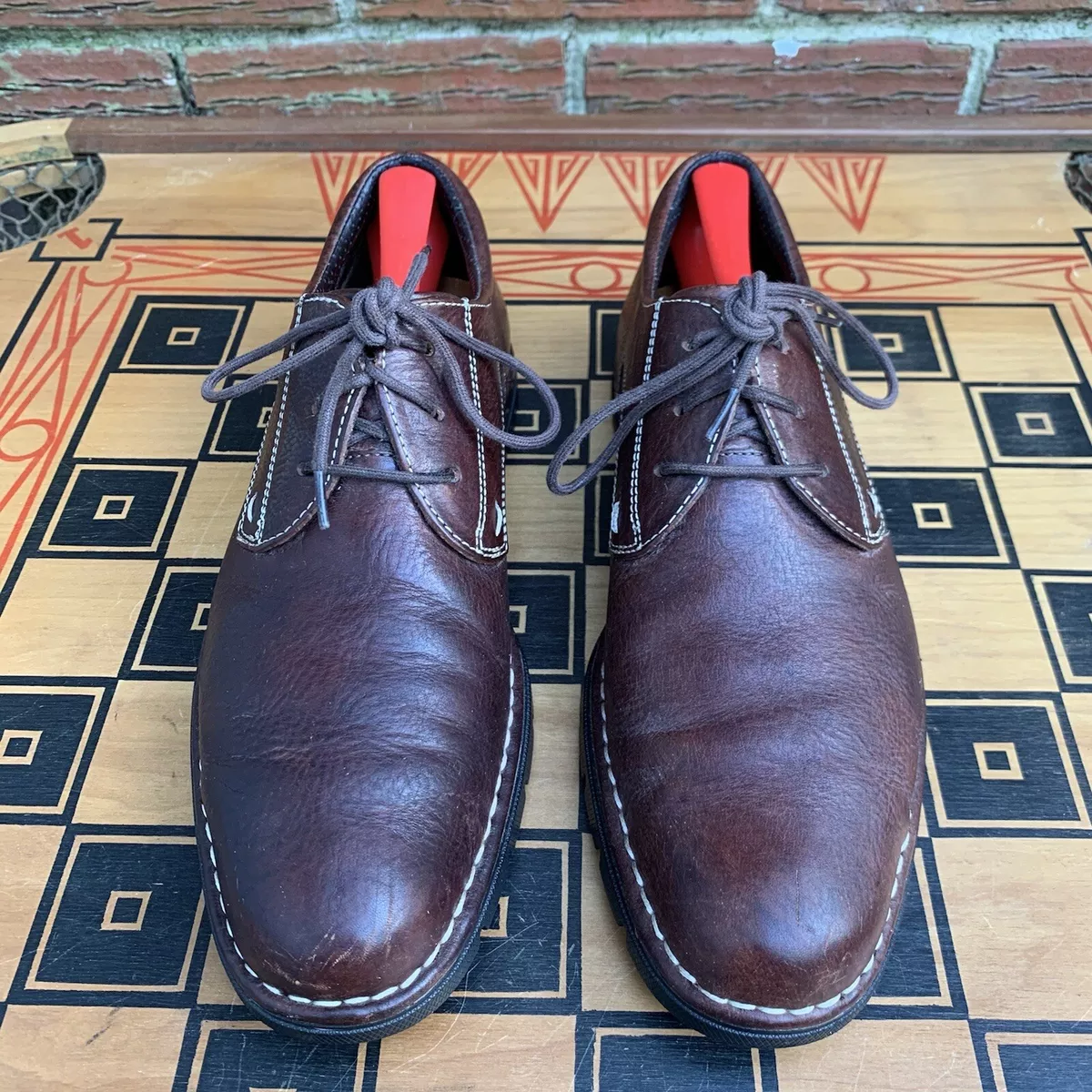 Cole Haan Men 8.5 M Redford Oxfords Shoes NikeAir Plain Toe Brown Leather C06782