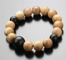 Bracelet Juzu Kyoto Japon Série Bois Précieux Cerisier Sakura Ébène Noir