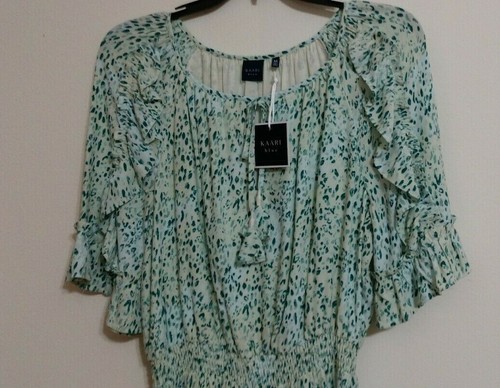 KAARI BLUE MEDIUM AQUASPOT RUFFLED CLASSY EASTER DRESS SCALLOPED NEW - Picture 9 of 9