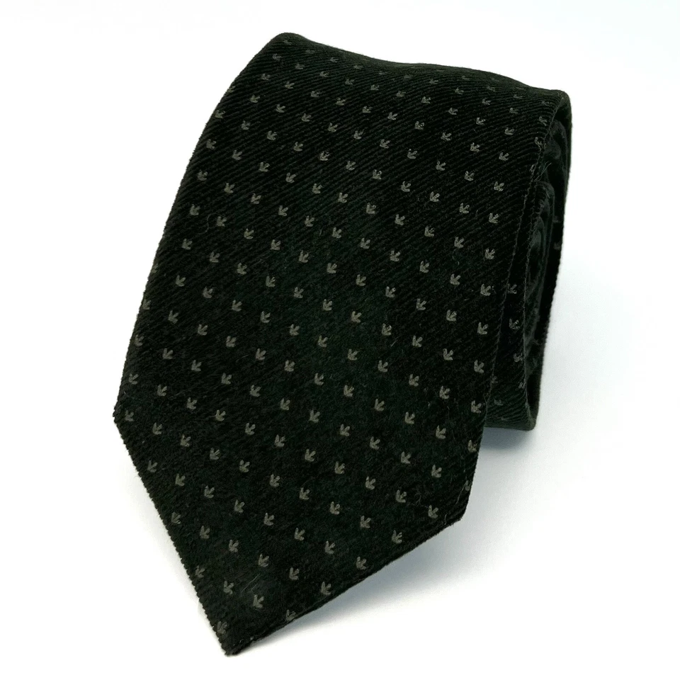 Corbata de algodón verde oscuro con estampado de pies de pájaro para hombre cumpleaños día del padre regalo corbata Foto 2 de 4
