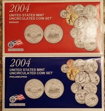 2004 Uncirculated U.S. Mint Coin Sets, 22-Coins, 4-Sealed Soft Packs