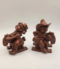 Wetherbee '97 Cowboy & Cowgirl On Rocking Horses 4" H Resin Red Mill MFG  Figure