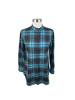 Pendleton Teal Brown Plaid Plaid 100% Wool Button Whitney Tunic Size P NWOT