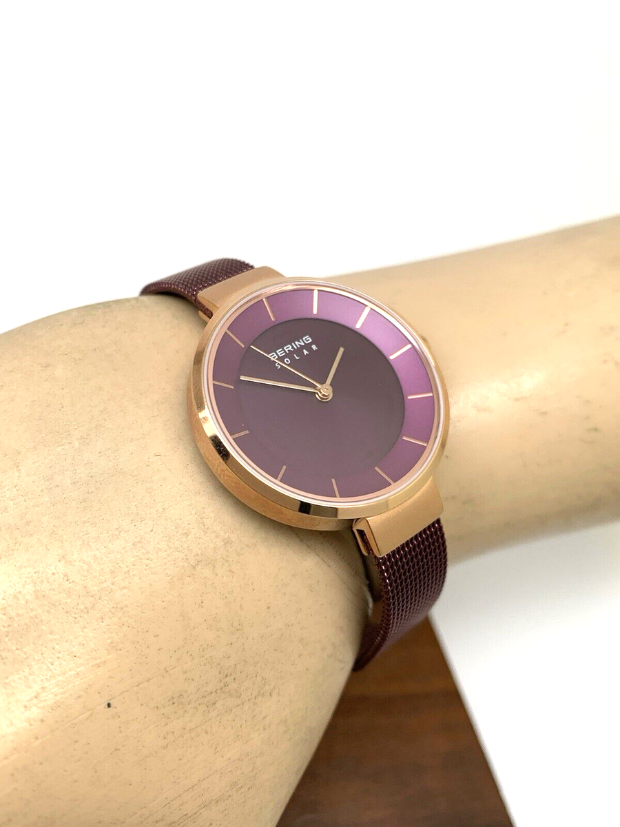 Bering Cassa Solare In Oro Rosa Da Donna, Cinturino In Maglia Di Acciaio 14631-369 - First Class Watches™ A - Foto 11