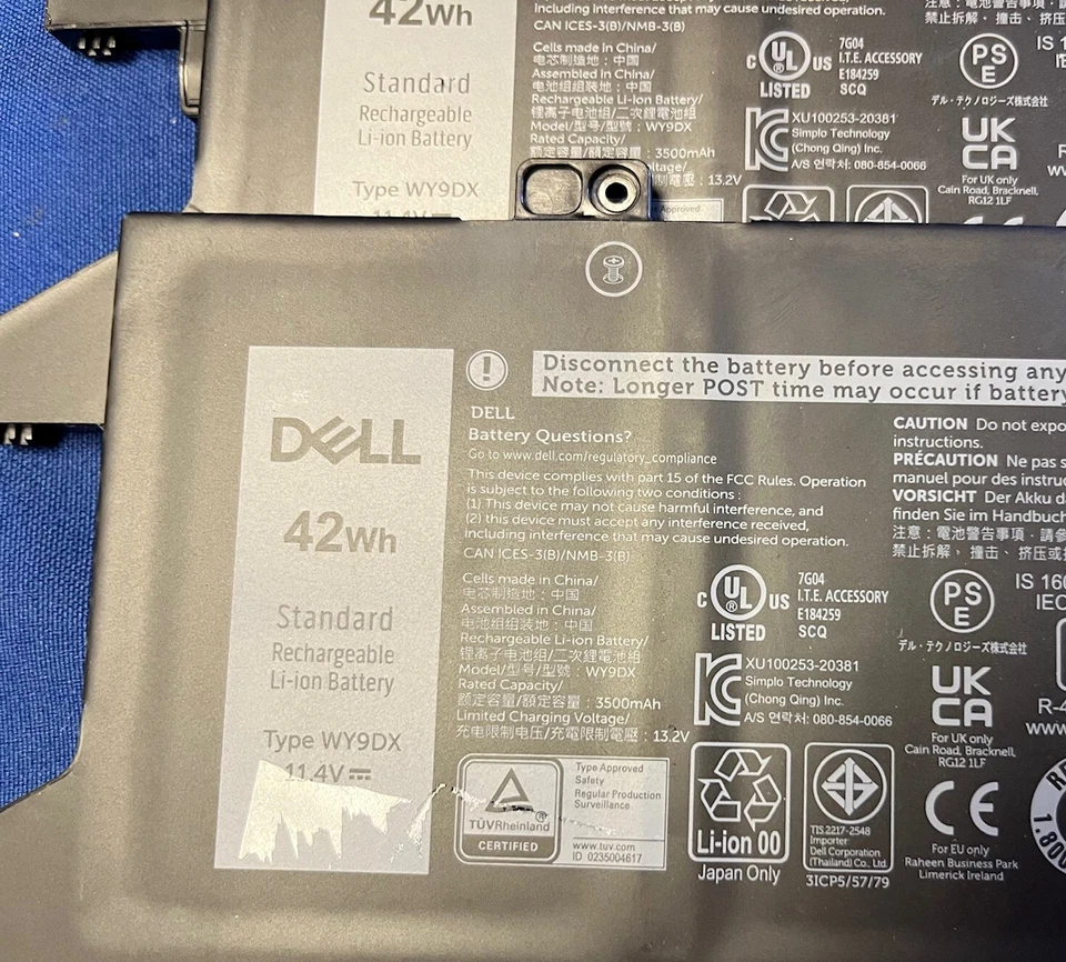 Lote de 5 Baterías OEM WY9DX 42Wh para Latitude 14 5420 15 5520 - BIOS "Excelente" Foto 2 de 2