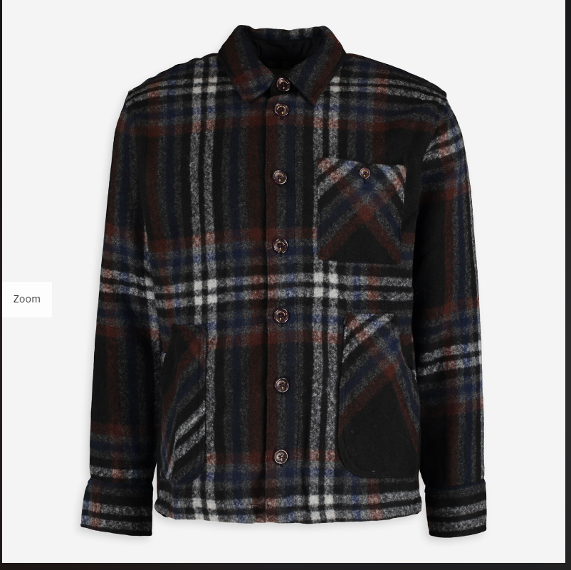 PERCIVAL Men's Woods Blue Grey Check Borg Collar Shacket £159 - Main Image