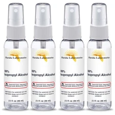 ISOPROPYL ALCOHOL 99% 2.3 oz Spray - Travel Size - Pack of Four - USA Made