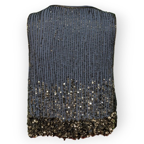 Zara Woman Blue Beaded Chiffon Vest, M - Picture 3 of 10