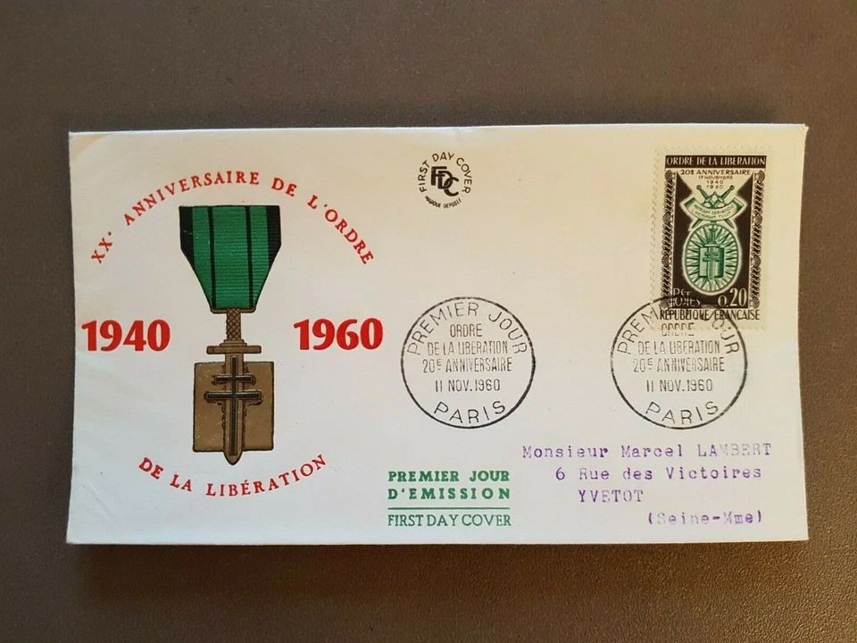 FDC : Nouveau : 6 enveloppes 1er jour d'émission :  novembre à décembre 1960 - Photo 2/4