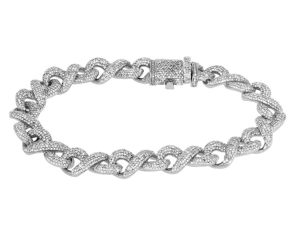 Brazalete Cubano Diamante Real 6 1/5 CT Infinity Link Oro 10K 10mm 8" Foto 2 de 4
