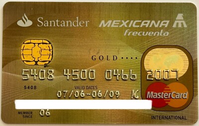 Banco Santander Serfin S. A. Mexicana Gold Credit Card Mexico 2009 Exp Chip