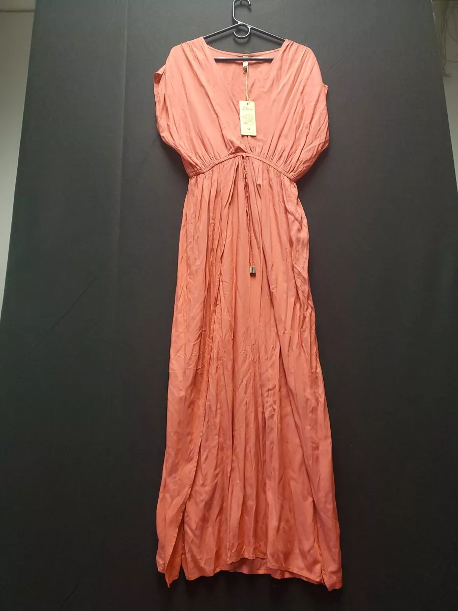 Elan Wrap Maxi Cover Up Dress Coral Women s Size Med 14 Boho eBay