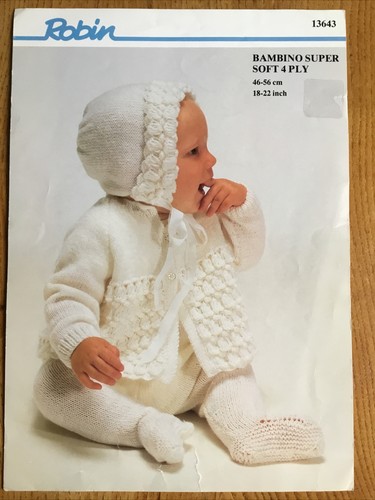 Robin 13643 Babys 4fädig Mantel & Mütze Vintage Strickmuster