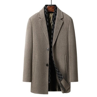 New Winter Men Business Casual Fleece Warm Trench Coats British Style Overcoats 