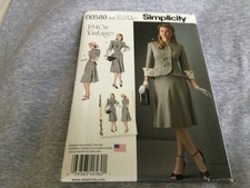 Simplicity Sewing Pattern D0580 Costume 1940 s Vintage FF