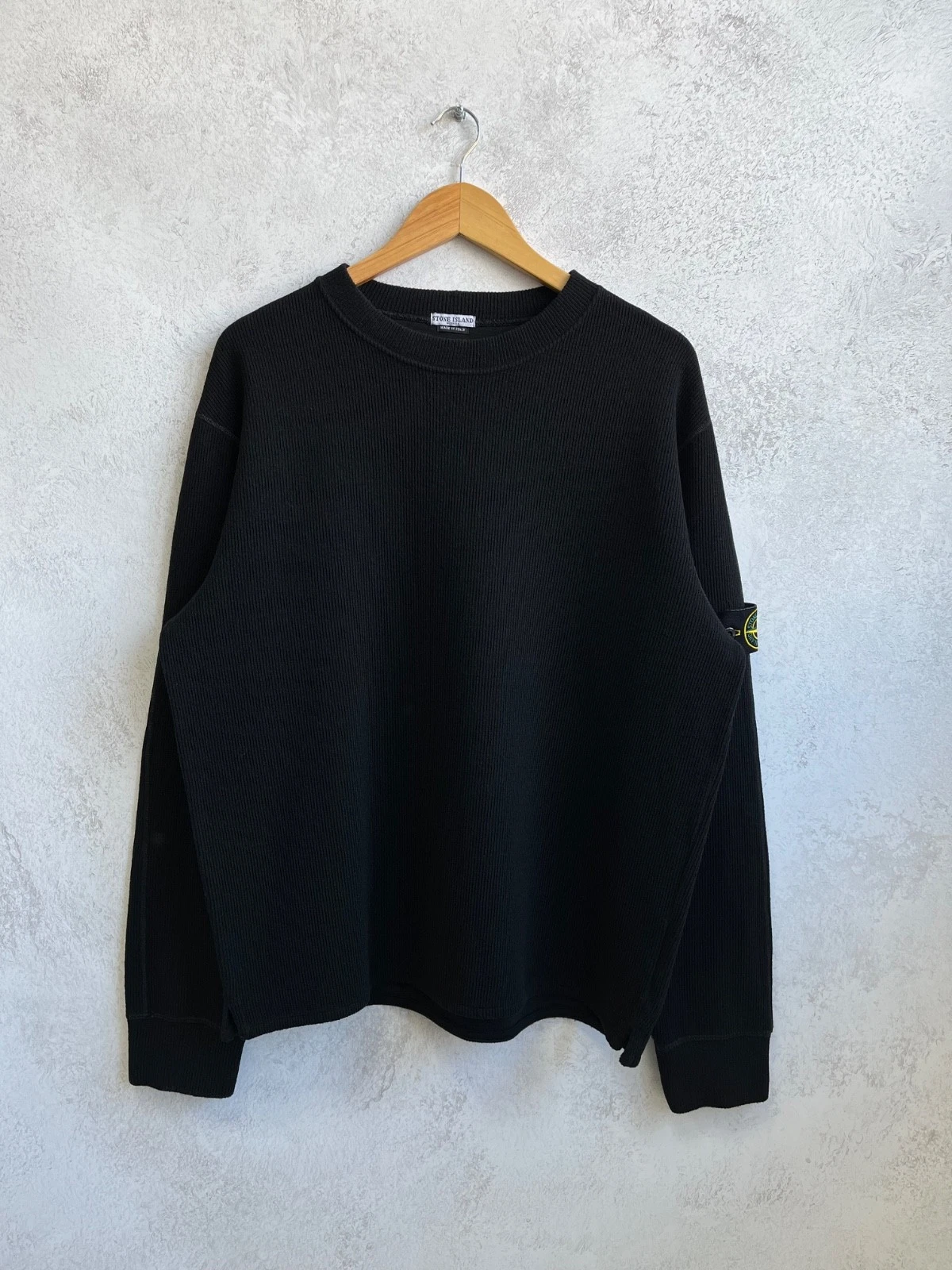 Stone Island Ribbed Knit Jumper Black Sweater Pullover