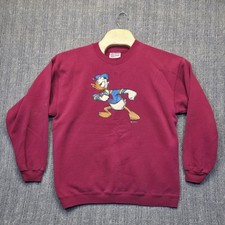Vintage 80s Made in USA Donald Duck Disney Hanes Crewneck Sweatshirt Size Large