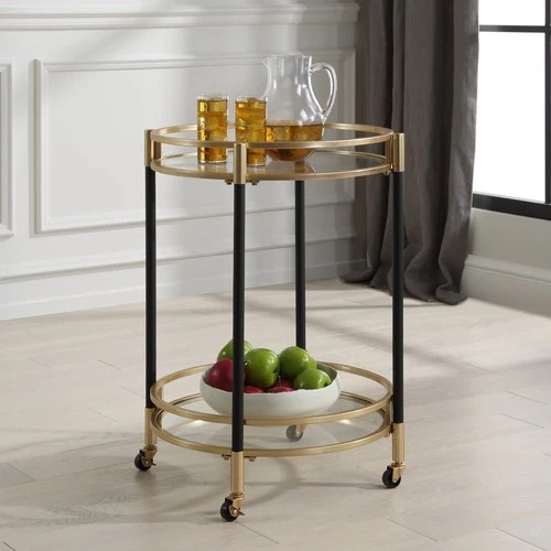 Uttermost 24198 Dolly 22"W Iron and Tempered Glass Bar Cart - Gold - Picture 5 of 5