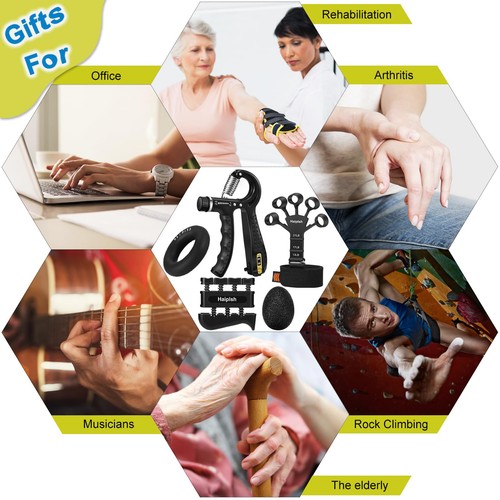 Grip Strength Trainer Kit 5 Pack with Finger Exerciser Hand Grip - Picture 4 of 5