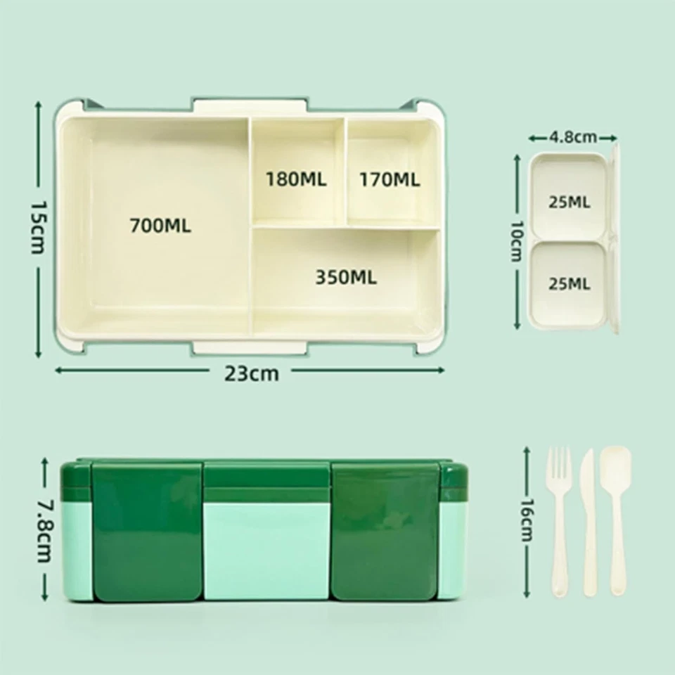 Lunchbox Bento 1450 ml con caja de salsas juego de cubiertos para microondas lavavajillas - Imagen 2 de 4