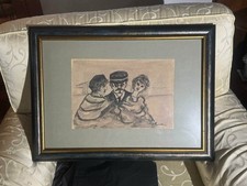 Mino Maccari (1898–1989) – Scena con tre figure – Acquarello su carta