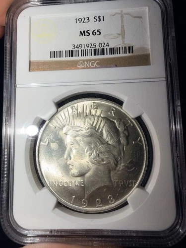 1923 P NGC MS65 Peace Silver Dollar $1 US Mint Coin 1923-P MS-65 Blast White