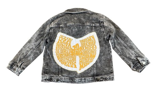 WU-TANG 90s Hip Hop Retro Vintage Upcycled Distressed Denim Jacket Kids Size 5T - Picture 7 of 12