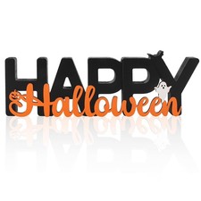 Wooden Happy Halloween Sign, Ghost Decorations for Home, Office, Shelf, Mante...