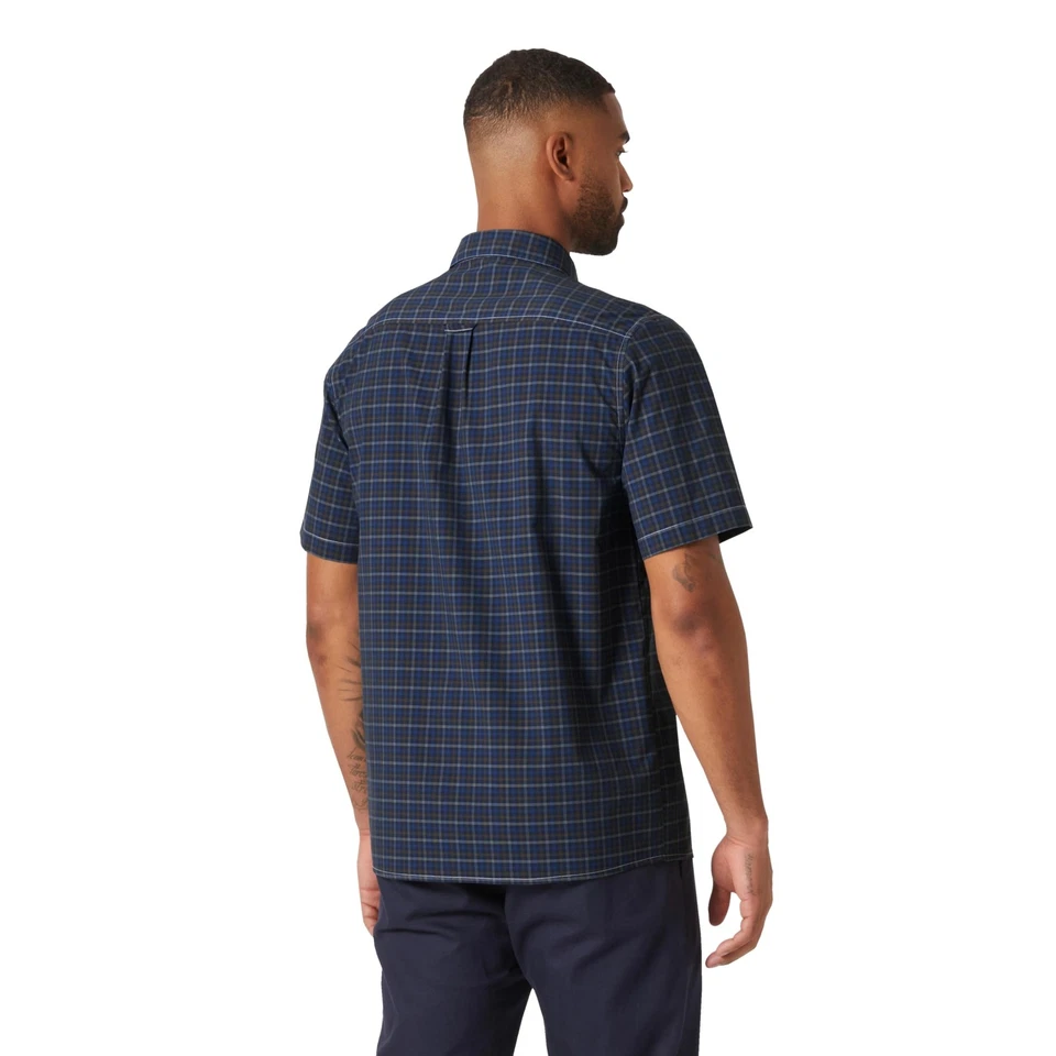 Camisa abotonada manga corta para hombre, 597 azul marino Vika micro cuadros Foto 2 de 4