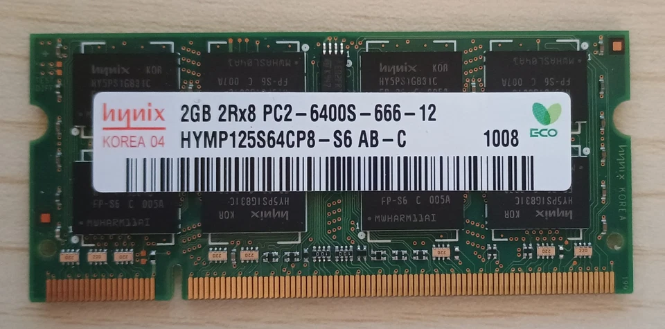 Hynix 2GB DDR2 800MHz SO-DIMM PC2-6400S RAM – 2Rx8 – Model HYMP125S64CP8