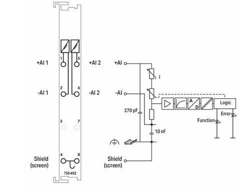 Wago 750-492 2-channel analogue input : 4-20mA differential input - Picture 3 of 6
