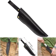 Black Leather Belt Knife Sheath - Fits Garberg Style - Vertical Carry