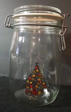 Vintage 1988 Christmas by Carlton 1 Liter Christmas Tree Storage Jar Made in USA