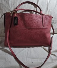 Coach Mauve Pink Pebbled Leather Borough Satchel Crossbody Bag 28160