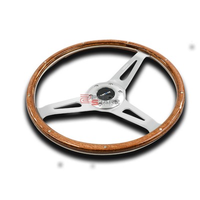 NRG ST-065 CAR/AUTO365MM CLASSIC STYLE ALUMINUM SPOKES WOODEN STEERING WHEEL