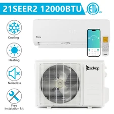 12000 BTU 230V Wall Mounted Mini Split Air Conditioner 21 SEER W/Heat Pump W/Kit