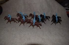 Marx Giant Ft Apache powder blue logcoat cavalry, complete group 9 figs & mounts