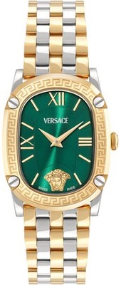 Versace VE1B01225 Greca Couture silber gold grün Edelstahl Armband Uhr Damen NEU