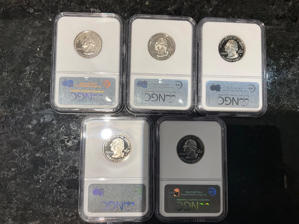 2003-S Clad U.S. State Quarters; IL, AL, ME, MI, & AR - NGC PF70 UC - Image 2 of 4