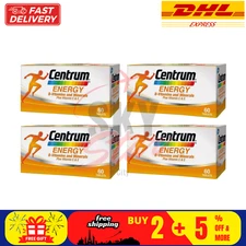 4 X 60's New Centrum Energy B-Vitamins and Minerals + Vitamin C & E