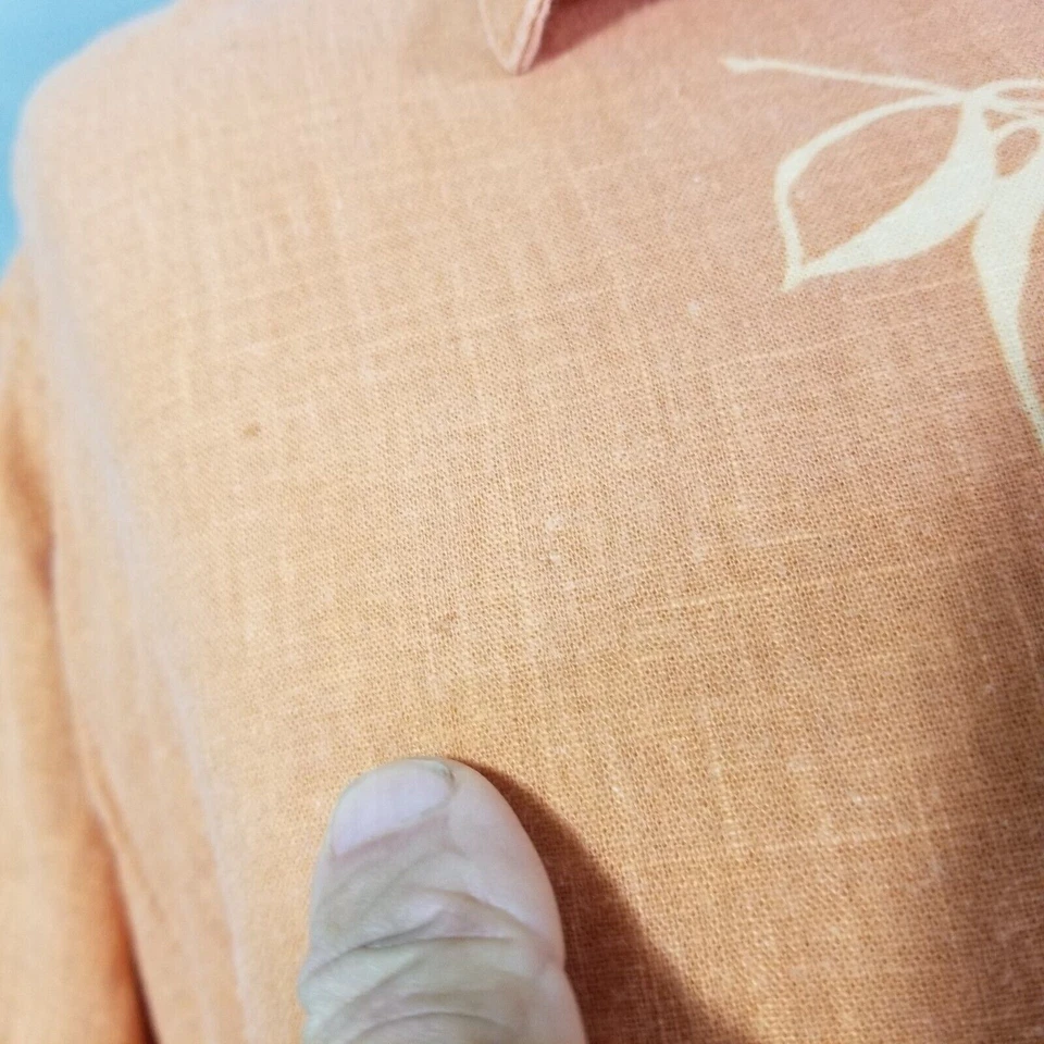 Cubavera Camisa Hawaiana Hombre XL Extra Grande Naranja Floral Mezcla Seda Aloha Tiki Foto 4 de 4