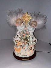 ELCO Fiber Optic Cupids Angels Large Christmas Lighted Decorative Figurine VTG