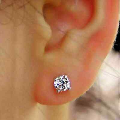 3Ct Lab Created Diamond Round Flower Stud Earrings 14K White Gold Plated Silver