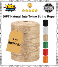 50FT Natural Jute Twine String Rope for Crafts, Gift Wrap, Wedding D cor