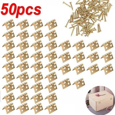 50 Stück Mini Messing Scharnier für kleine Basteln Tür Box Zubehör Gold 8*10 mm Miniatur