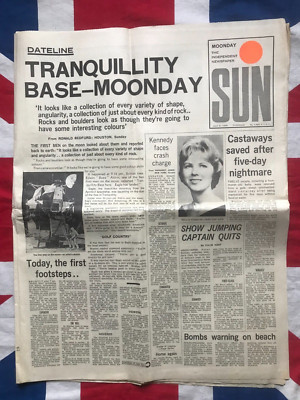 21. Juli 1969 Zeitung Apollo 11 Mann auf dem Mond Neil Armstrong Senator Kennedy